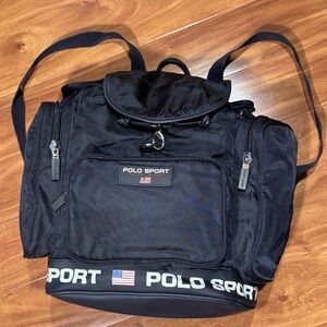 Vintage 90s Polo Sport Ralph Lauren Navy Mutli Pocket Rucksack Backpack O/S